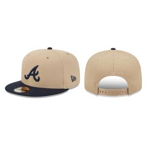 NEW ERA - MLB Baseball Hat - Atlanta Braves 9FIFTY Snapback Cap - Tan/Navy